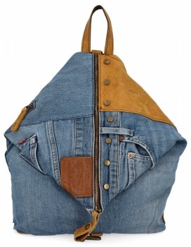 Modny Plecak Damski w Rozmiarze XL 5883 Rudy/Jeansowy