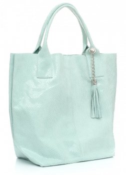 Torebki skórzane Shopper bagi Lakierowane Miętowa