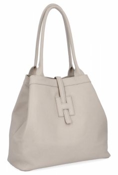 Elegancka Torebka Skórzana Shopper Bag 208S Beżowa