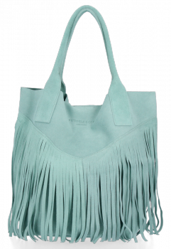 Firmowy Włoski Shopper w stylu Boho Vittoria Gotti Mięta
