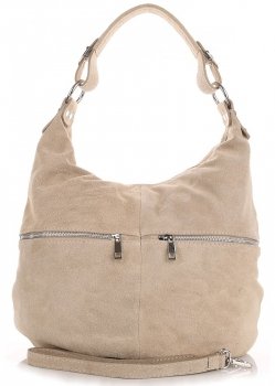 Uniwersalna Torebka Skórzana Genuine Leather Beżowa