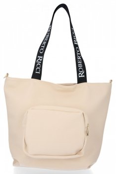 Roberto Ricci Firmowe Torebki Damskie Shopper w rozmiarze XL Jasno Beżowa