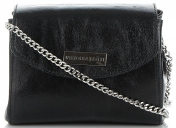 Vittoria Gotti Firmowa Torebka Skórzana Elegancka Listonoszka Iron Czarna