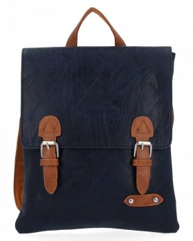 Modny Plecak Damski w Stylu Vintage firmy Herisson 817 Granatowy