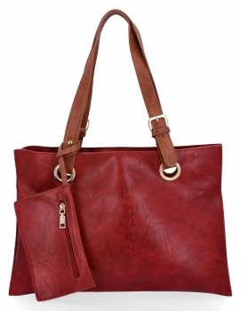 Trzykomorowa Torebka Damska Shopper Bag z Etui firmy Herisson H8803 Bordowa