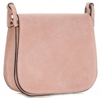 Listonoszka Skórzana Genuine Leather Pudrowy Róż