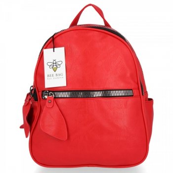 BEE BAG Dwukomorowy Plecak Damski Lara Czerwony