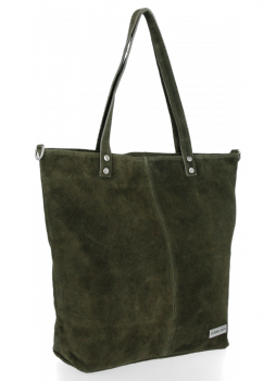 Uniwersalna Torebka Skórzana Shopper Bag firmy Vittoria Gotti Ciemno Zielona