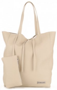 Torebki Skórzane VITTORIA GOTTI Modny Shopperbag z Etui Beżowy