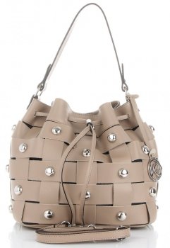Vittoria Gotti Modna Torebka Skórzana Unikatowy Shopper Made in Italy Ziemista