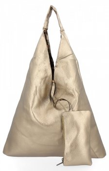 Duża Torebka Damska Shopper Bag XXL firmy Hernan HB0350 Złota
