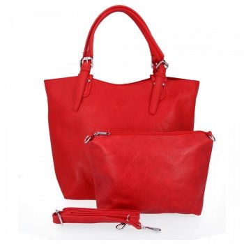 BEE BAG Firmowe Torebki Damskie 2w1 Shopper z Listonoszką Linda Czerwona