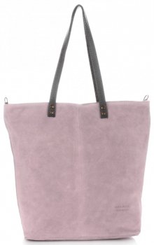 GEANȚĂ DIN PIELE shopper bag Vera Pelle roz de pudră 80041