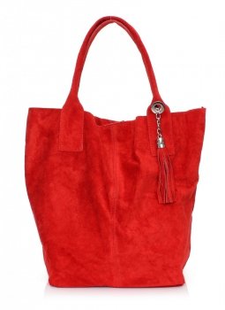 GEANȚĂ DIN PIELE shopper bag Genuine Leather roșu 801