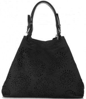 GEANȚĂ DIN PIELE shopper bag Vittoria Gotti negru V8913
