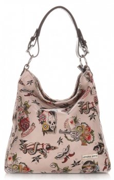 GEANȚĂ DIN PIELE shopper bag Vittoria Gotti bej V45