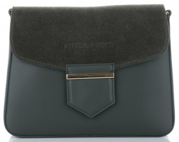 GEANȚĂ DIN PIELE tip poștaș Vittoria Gotti verde de sticlă V71012