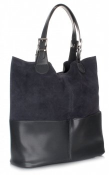 GEANȚĂ DIN PIELE shopper bag Genuine Leather gri 605