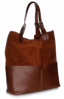 GEANȚĂ DIN PIELE shopper bag Genuine Leather maro 605