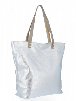 GEANȚĂ DIN PIELE shopper bag Vittoria Gotti argint B24