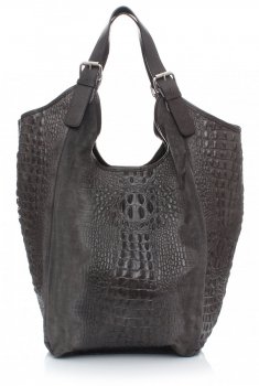 GEANȚĂ DIN PIELE shopper bag Vera Pelle gri 9551