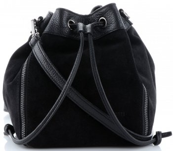 GEANȚĂ DIN PIELE tip poștaș Vittoria Gotti negru V6585