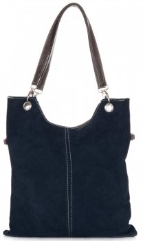 GEANȚĂ DIN PIELE tip poștaș Genuine Leather bleumarin 517
