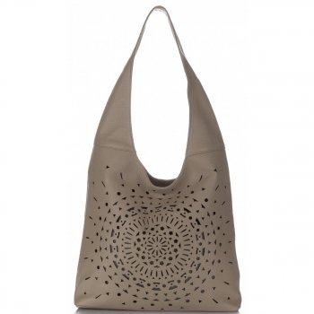 GEANȚĂ DIN PIELE shopper bag Vittoria Gotti maro pământiu V31