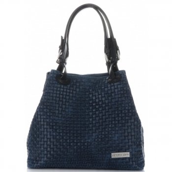 GEANȚĂ DIN PIELE shopper bag Vittoria Gotti bleumarin V80047