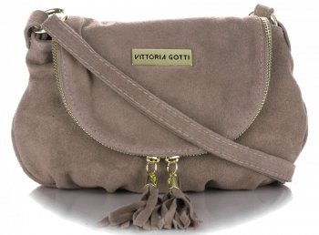 GEANȚĂ DIN PIELE tip poștaș Vittoria Gotti maro pământiu V414S