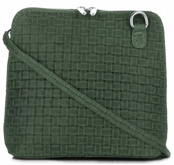 GEANȚĂ DIN PIELE tip poștaș Genuine Leather verde de sticlă A7