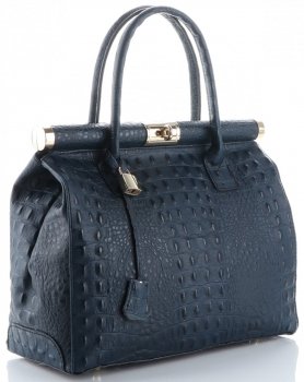 GEANȚĂ DIN PIELE cufăr Genuine Leather albastru marin 7727