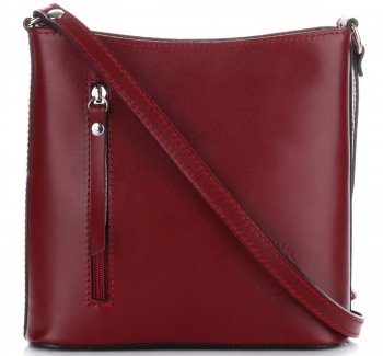 GEANȚĂ DIN PIELE tip poștaș Genuine Leather vișiniu 6002