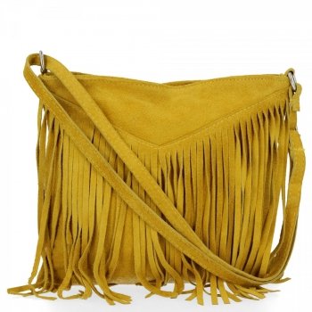 GEANȚĂ DIN PIELE tip poștaș Genuine Leather galben 221