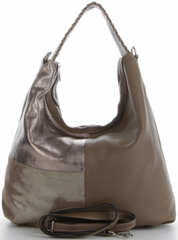 GEANȚĂ DIN PIELE shopper bag Genuine Leather maro pământiu 5521