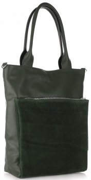 GEANȚĂ DIN PIELE shopper bag Vittoria Gotti verde de sticlă V270