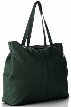 GEANȚĂ DIN PIELE shopper bag Vittoria Gotti verde de sticlă V5705
