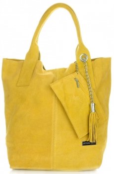 GEANȚĂ DIN PIELE shopper bag Vittoria Gotti galben V5190