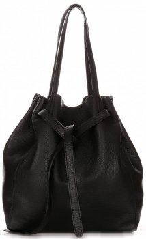 Kožené kabelka shopper bag Genuine Leather čierna 1158