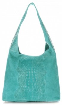 Kožené kabelka shopper bag Vera Pelle tyrkysová A1