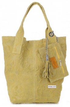 Kožené kabelka shopper bag Vittoria Gotti pistáciová V10