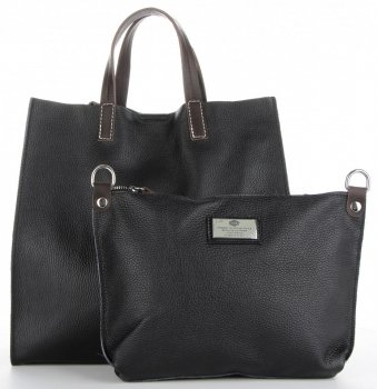 Kožené kabelka univerzálna Genuine Leather čierna 691756