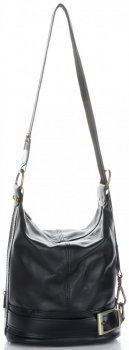 Kožené kabelka batôžtek Genuine Leather čierna 6010