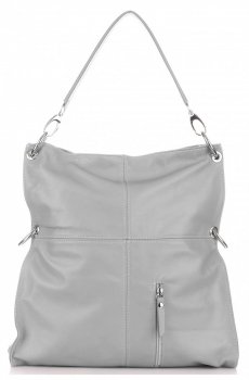 Kožené kabelka shopper bag Vera Pelle svetlo šedá 25