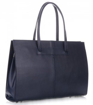 Kožené kabelka aktovka Genuine Leather tmavo modrá 840