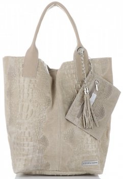 Kožené kabelka shopper bag Vittoria Gotti béžová V877
