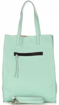 Kožené kabelka shopper bag Vittoria Gotti mätová V8622