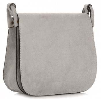 Kožené kabelka listonoška Genuine Leather svetlo šedá 0003