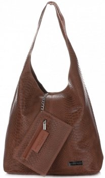 Kožené kabelka shopper bag Vittoria Gotti hnedá V8804