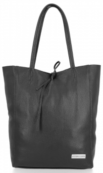 Kožené kabelka shopper bag Vittoria Gotti čierna V21E